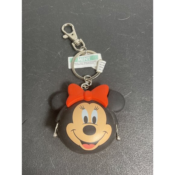 Disney Parks Minnie Mouse Coin Purse Keychain Black/Red - Picture 1 of 4